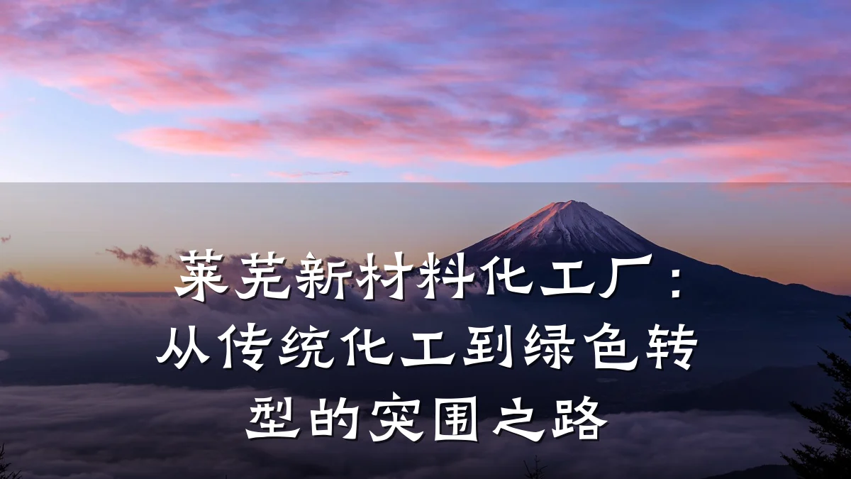 莱芜新材料化工厂:从传统化工到绿色转型的突围之路